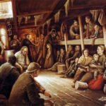 Representación del interior de un 'buque ataúd' transportando migrantes irlandeses a América (Rodney Charman, 1970).