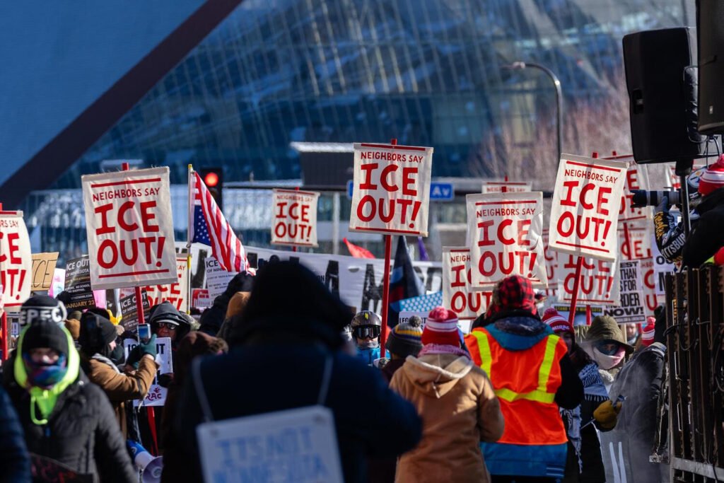 Manifestación contra el ICE en Minnesota.