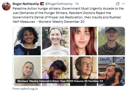 Huelga de hambre de actvistas de Palestine Action.