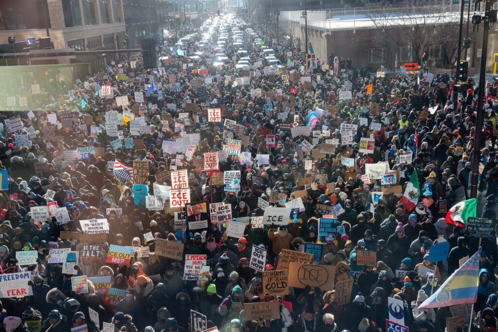 Manifestación contra el ICE en estados Unidos.