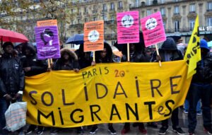 Reivindicaciones antirracistas en una manifestación en París el 11 de noviembre de 2018.