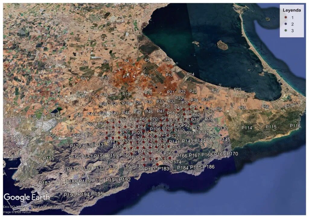 Puntos de muestreo del CSIC.