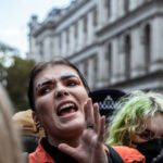 Manifestante durante una protesta de Extinction Rebellion en Londres en 2019.