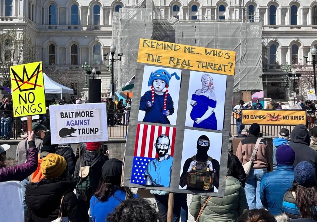 Imagen de la protesta de ayer en Baltimore.