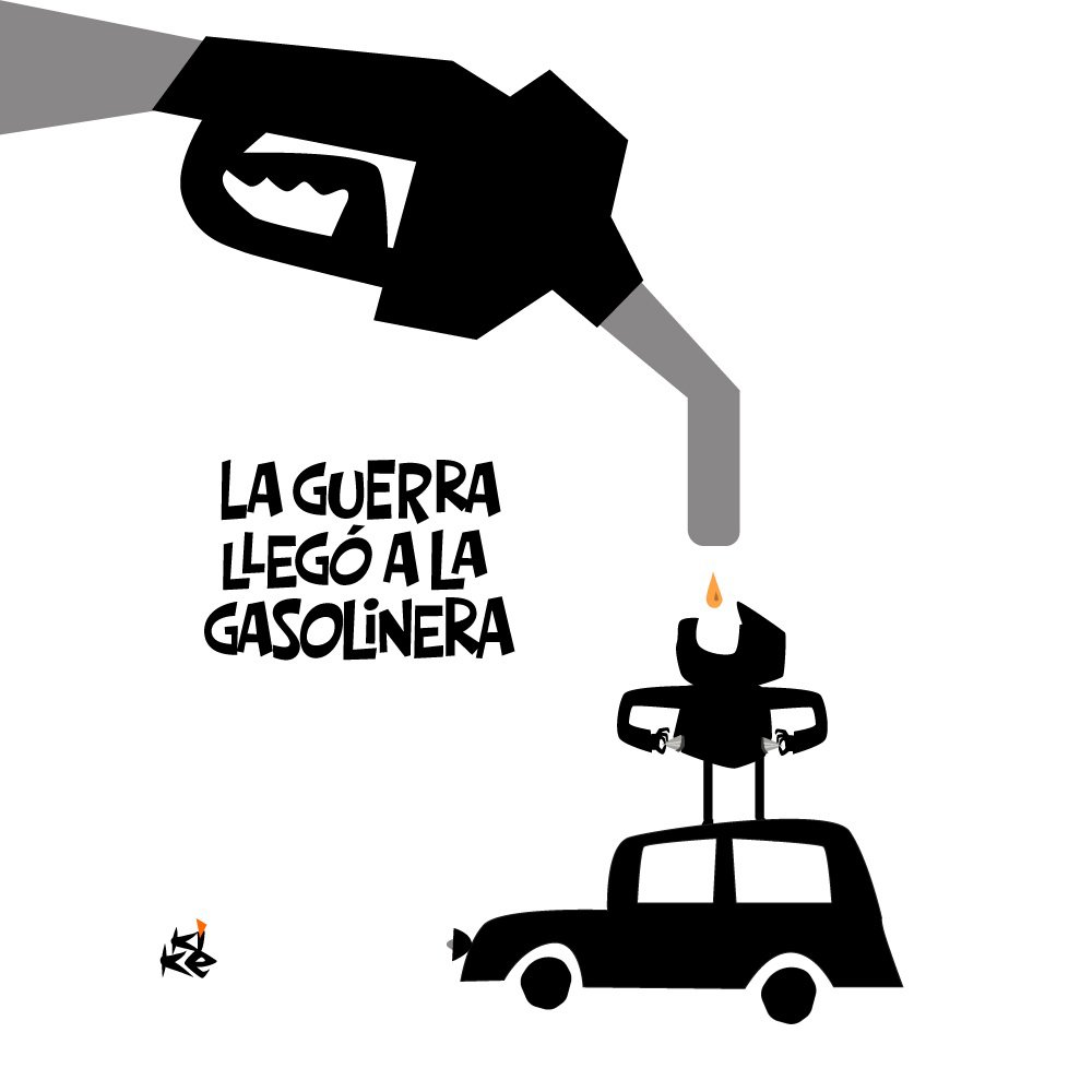 La guerra llegó a la gasolinera.