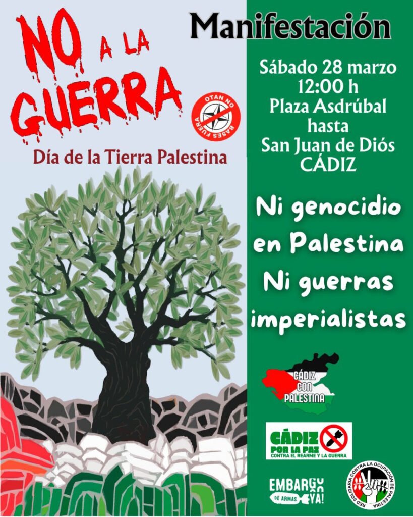 Manifestación en Cádiz - 28 de marzo - Día de la Tierra Palestina.