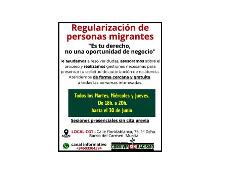 Regularización de personas migrantes en Murcia