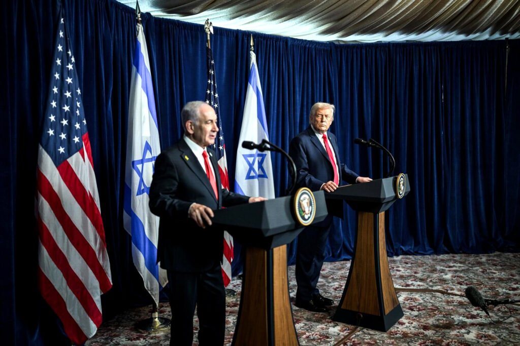 Trump participa en una conferencia de prensa bilateral con Benjamin Netanyahu, el lunes 29 de diciembre de 2025.