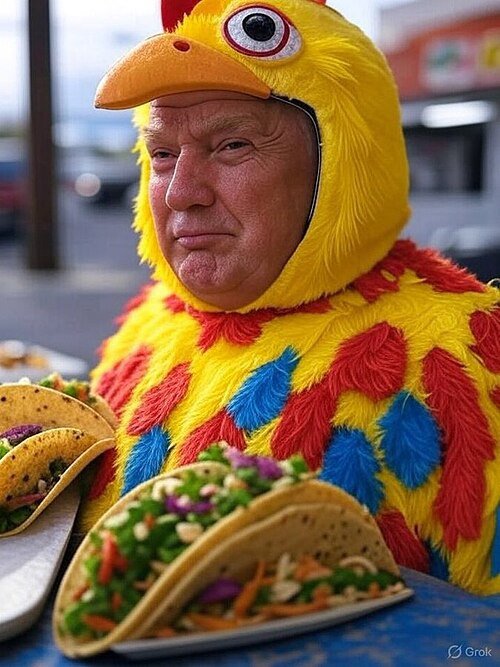 Imagen satírica de Donald Trump que referencia el TACO.