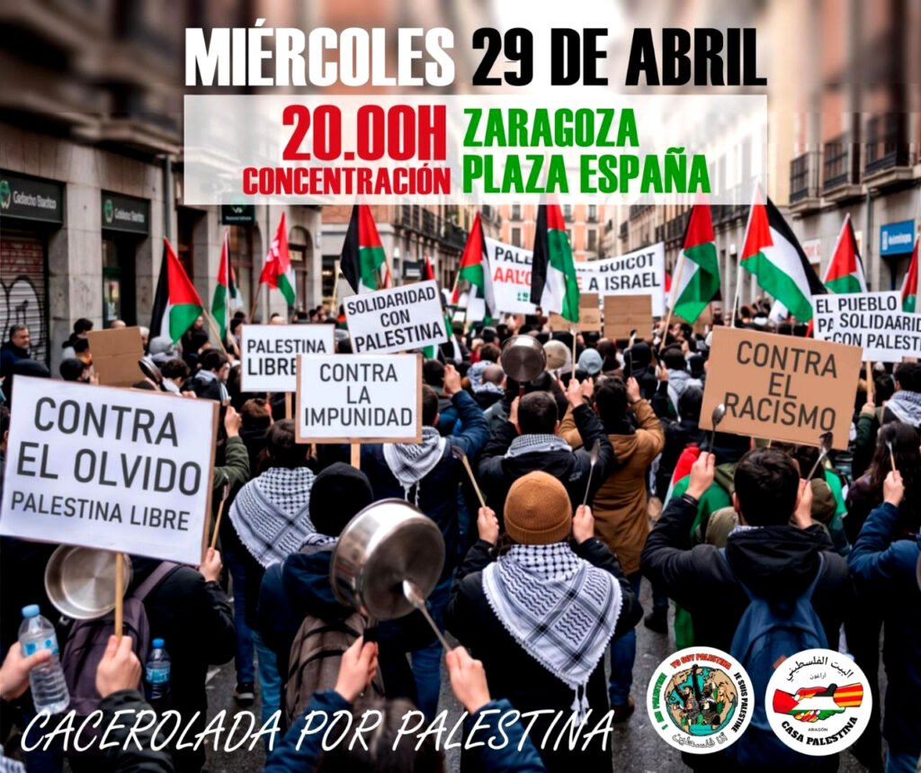 Cacerolada por Palestina en Zaragoza.