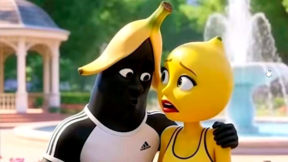 Captura de pantalla del vídeo de chica limón y banana negra.