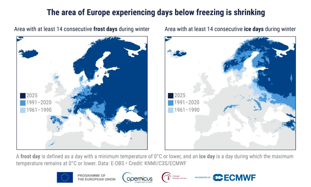 El territorio europea que ha exprimentado días bajo cero está mermando.