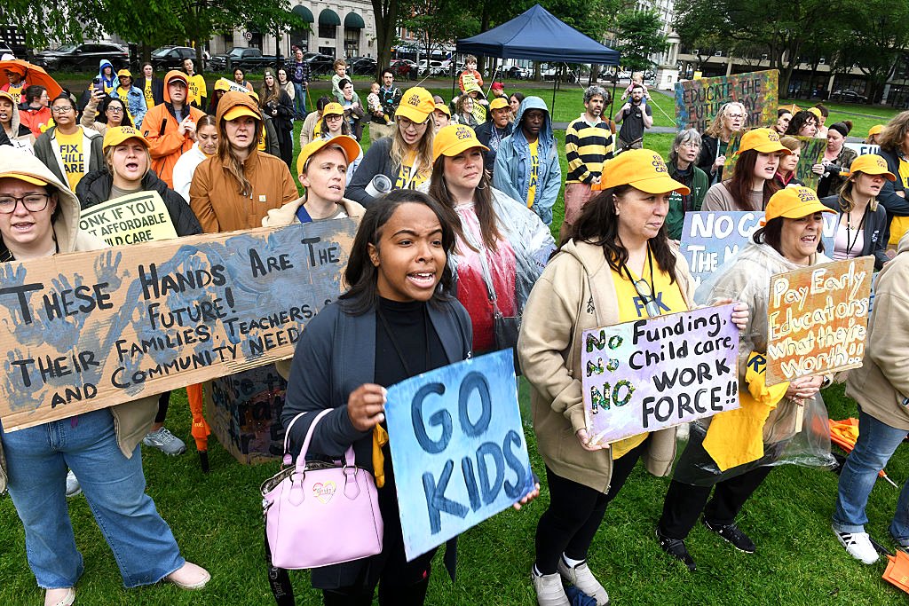 La manifestación 'Una mañana sin guardería' tuvo lugar en New Haven Green, en New Haven, Connecticut.