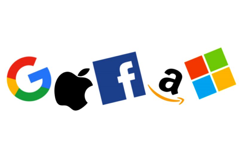 Logos de las cinco grandes compañías del big tech.