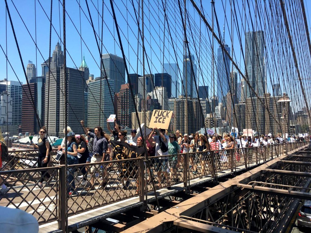 Manifestación contra la agencia policial de fronteras ICE en Nueva York.