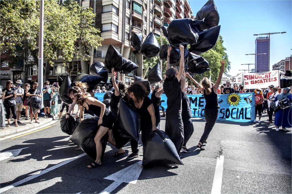 Protesta contra la ampliación del aeropuerto de El Prat.