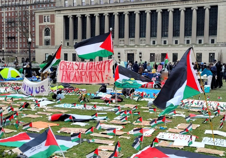 Protestas estudiantiles en la Universidad de Columbia (Nueva York, EEUU) en solidaridad con el pueblo palestino en abril de 2024.