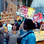 Una campaña de protesta de The Morning Without Child Care en Connecticut, EEUU, en 2024.