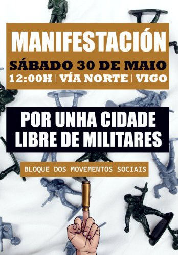 Manifestación en Vigo contra el desfile militar de las fuerzas armadas.