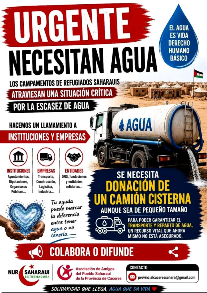 Urgente - Los campamentos de refugiados saharauis necesitan agua.