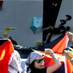 Boicot a Israel en el mundial de escalada. Fotografía de Alberto Astudillo.