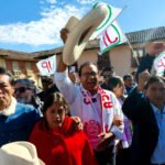 El candidato Roberto Sánchez en un acto de campaña en Cajamarca.