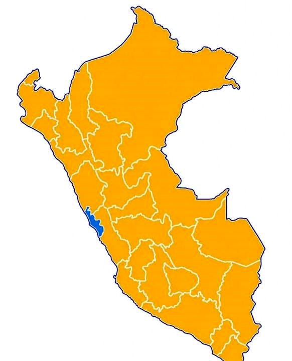 En azul, la región de Lima, que concentra un tercio de la población total.