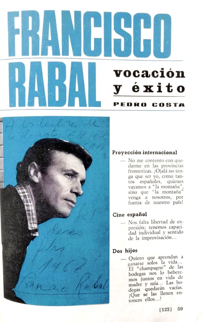 Entrevista “Francisco Rabal: vocación y éxito”, revista En Marcha, nº125/126, enero/febrero de 1967.