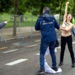 Femen en una protesta por la mercantilización de la Carrera de la Mujer.