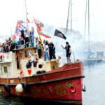 La Flotilla en su salida desde Barcelona.
