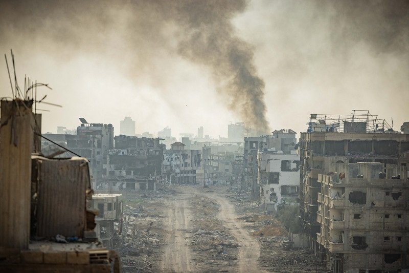 La ciudad de Beit Lahia, al norte de la Franja de Gaza, en diciembre de 2023, tras un ataque israelí.