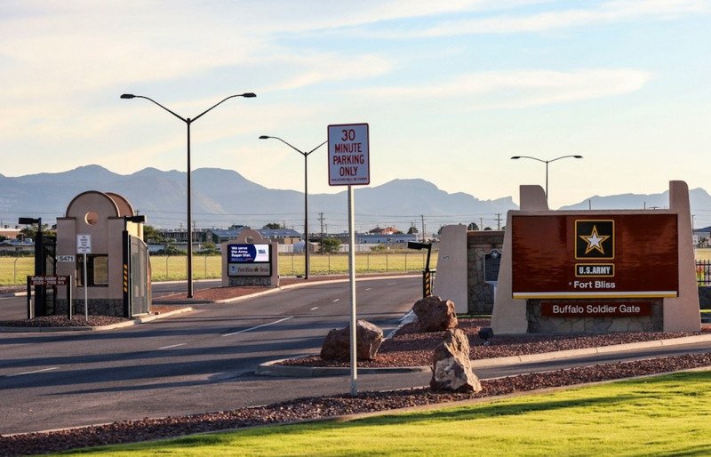 La puerta Buffalo en Fort Bliss, Texas, donde está previsto que se construya un nuevo centro de datos el 25 de marzo de 2026.