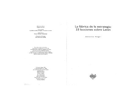 Antonio Negri – La fábrica de la estrategia: 33 lecciones sobre Lenin