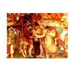 Representación de la llegada de Hernán Cortés a Veracruz - Mural de Diego Rivera en el Palacio Nacional de México.