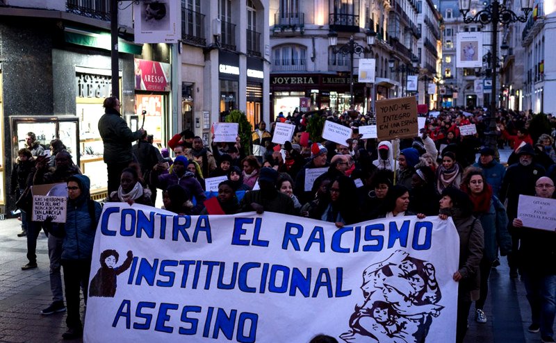 Una manifestación antirracista en 2018 en Aragón, España.