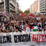 Una protesta a favor de Palestina en Barcelona, ​​España.
