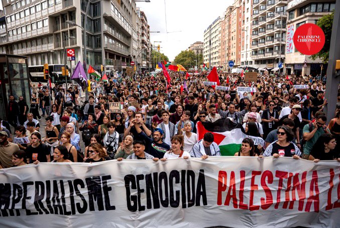 Una protesta a favor de Palestina en Barcelona, ​​España.