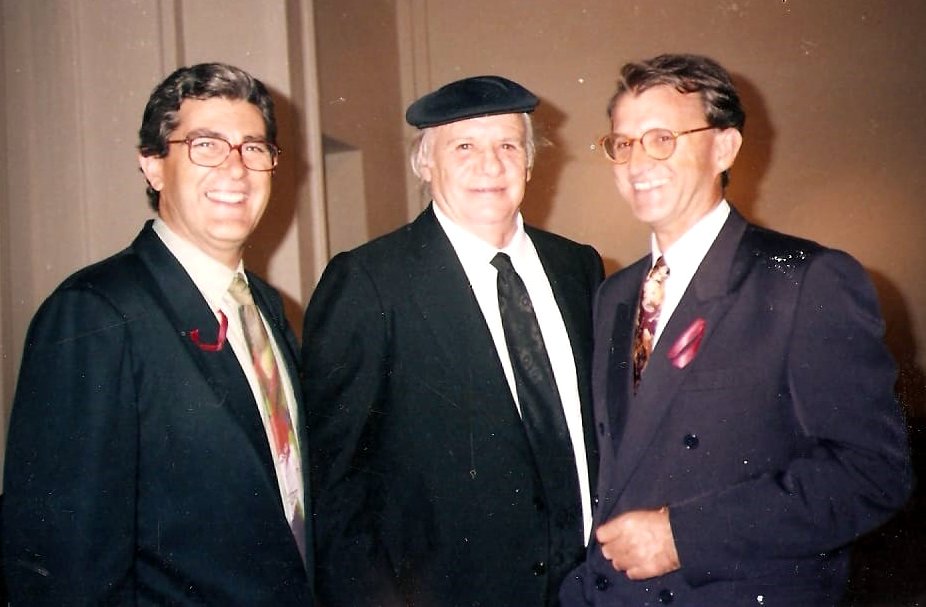 Paco Rabal, con Pedro Costa y Pedro Guerrero en Murcia (1992).