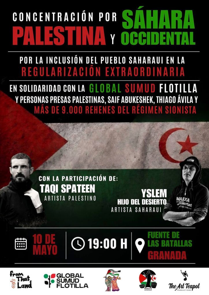 Concentración en Granada por Palestina y Sáhara Occidental.