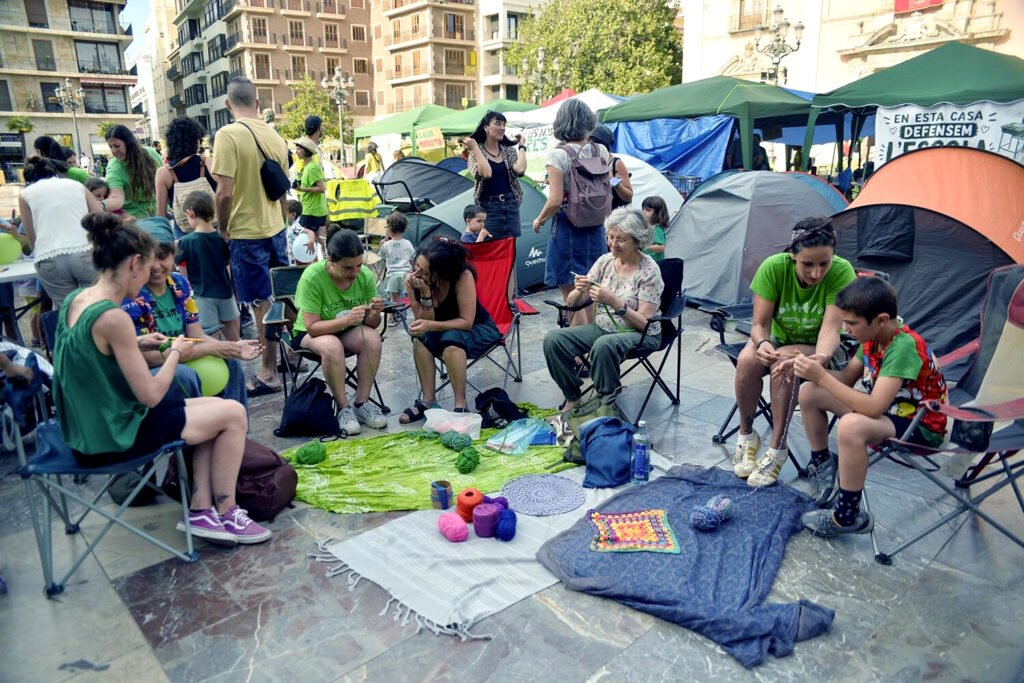 La acampada del profesorado que ha tenido lugar en València.