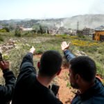 Intensos bombardeos israelíes azotan la ciudad de Nabatieh en medio de negociaciones de alto el fuego, en el sur del Líbano, el 16 de abril de 2026. (Santiago Montag).