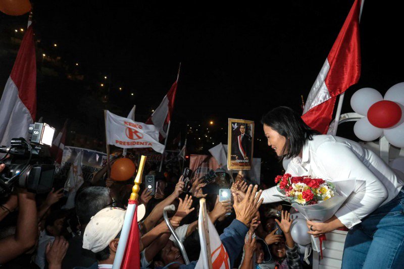 Keiko Fujimori durante uno de los actos de su campaña electoral, en el distrito de Chorrillos.