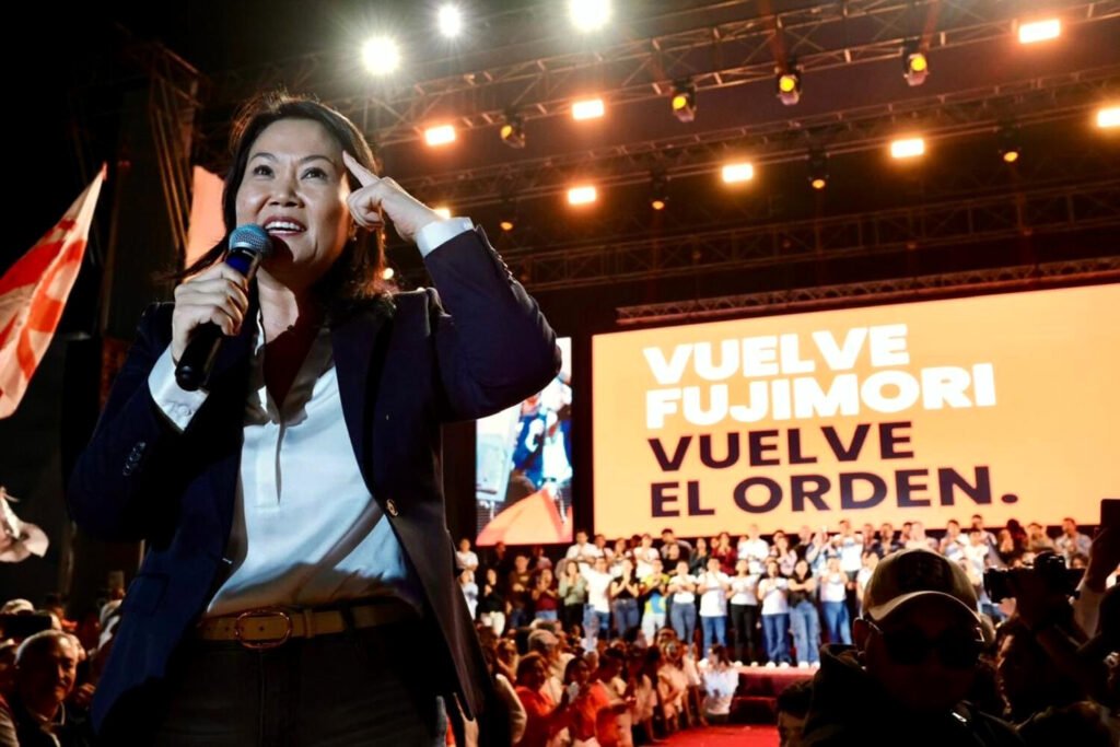 Keiko Fujimori en un acto de la campaña presidencial del Perú en las elecciones de 2026.