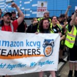 Los trabajadores del centro de carga aérea de Amazon en el norte de Kentucky se declararon en huelga en julio de 2024.