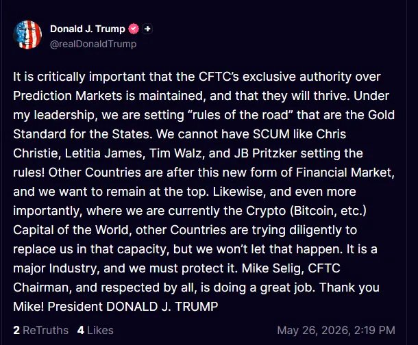Post de Donald Trump.