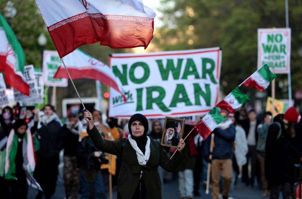 Protesta contra la guerra de Irán en Washington.