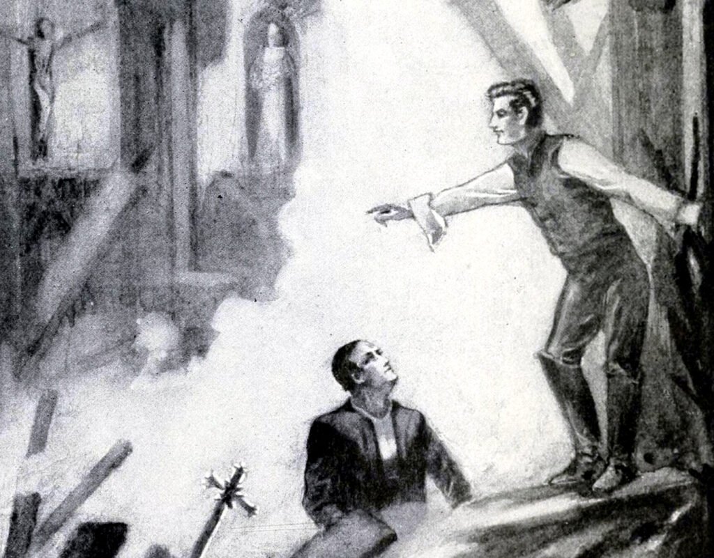 Simón Bolívar durante el terremoto, ilustración del libro The story of the greatest nations, 1913.