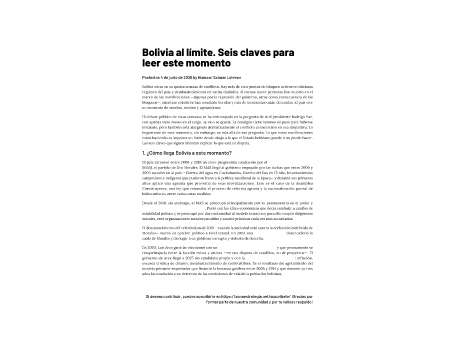 Bolivia al límite. Seis claves para leer este momento