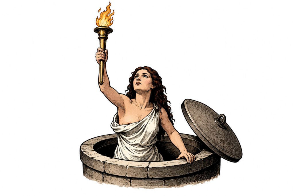 Vesta, la diosa romana del hogar y la tierra, asociada con la llama sagrada.