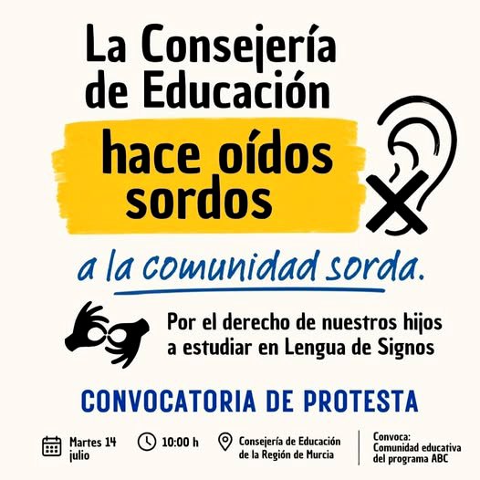 Protesta ante los "Oídos Sordos" de la Consejería de Educación de la Región de Murcia.